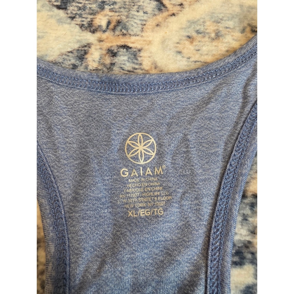 NWT GAIAM Women's XL Sage Green Stonewash Heather Blue Athleisure Exhale Tank - Picture 4 of 6